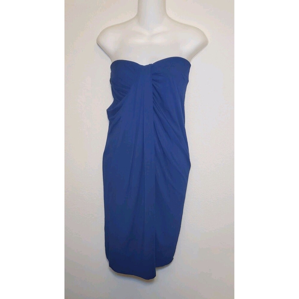 MM Lafleur Stretch Cotton Strapless Mini Dress Sz M Navy Blue Sexy Summer
